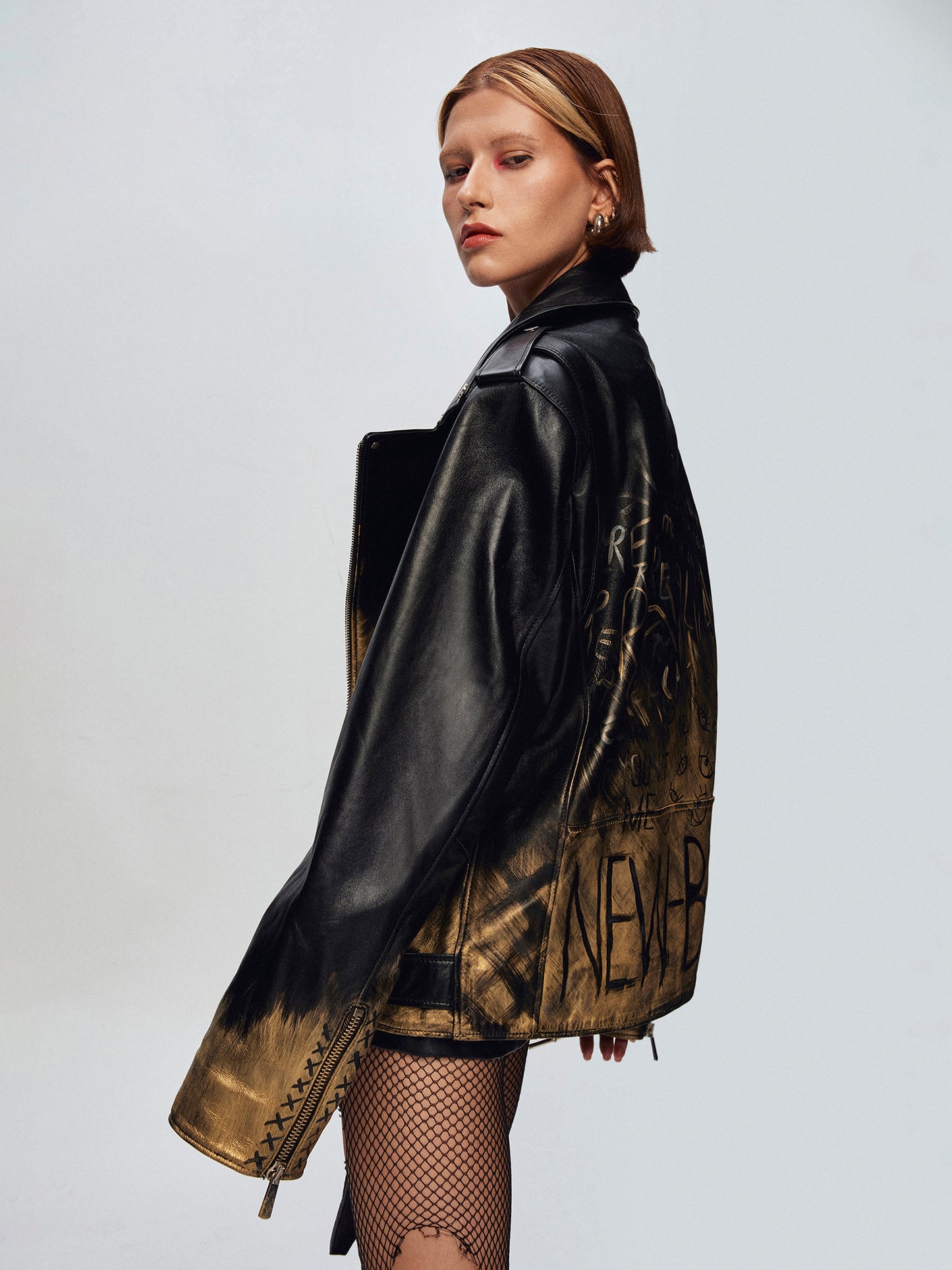 Auric Leather Oversize Biker Jacket
