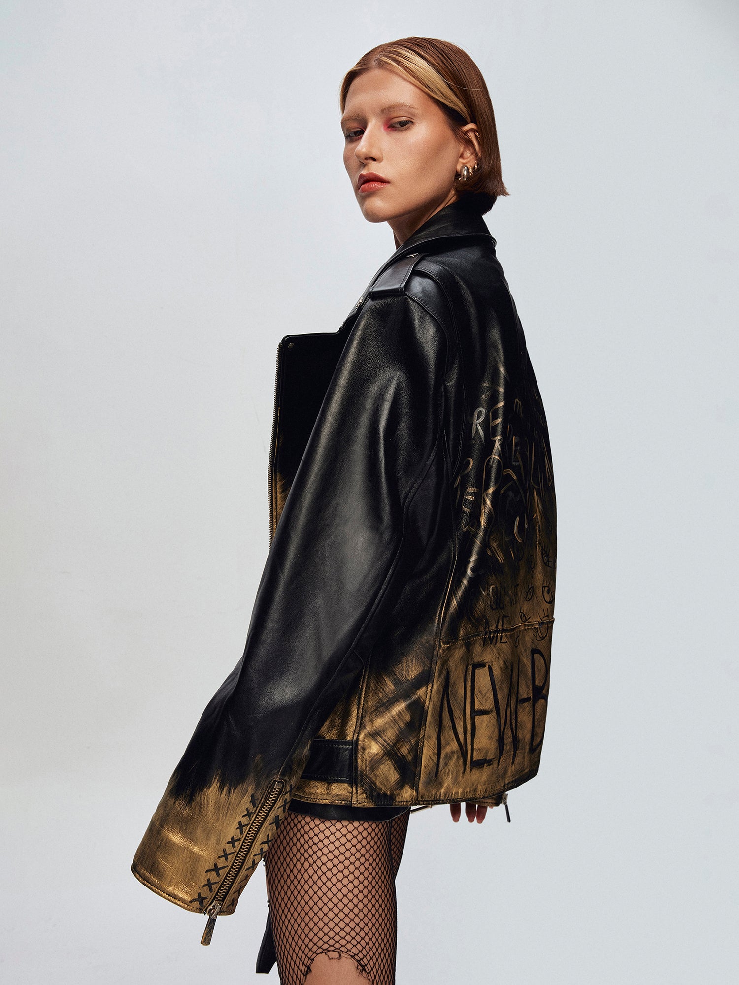 Auric Leather Oversize Biker Jacket