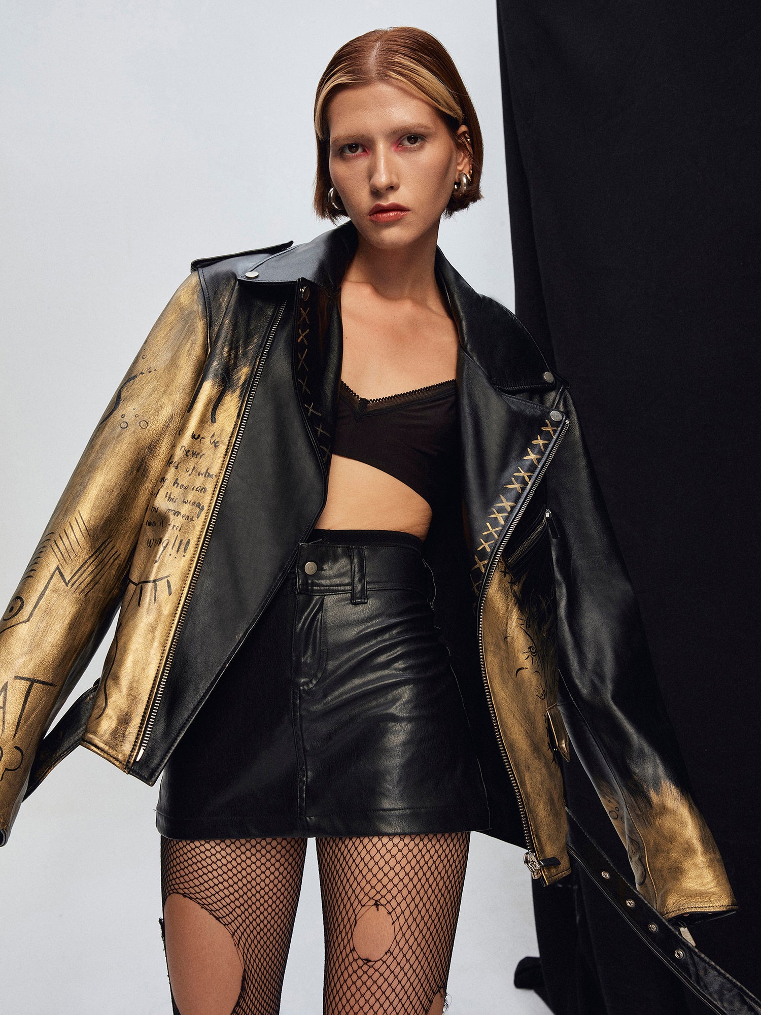 Auric Leather Oversize Biker Jacket