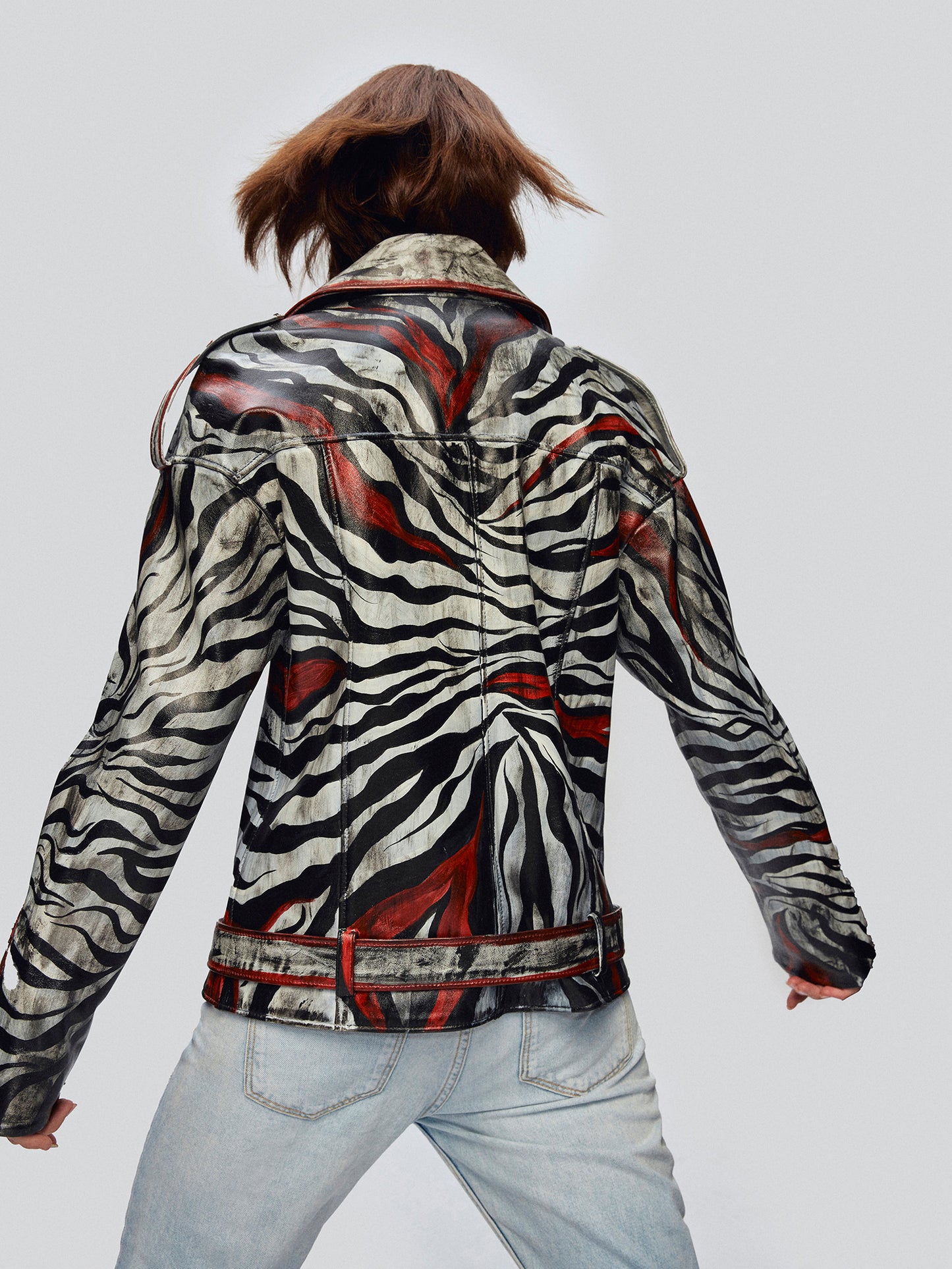 Bloody Zebra Leather Biker Jacket