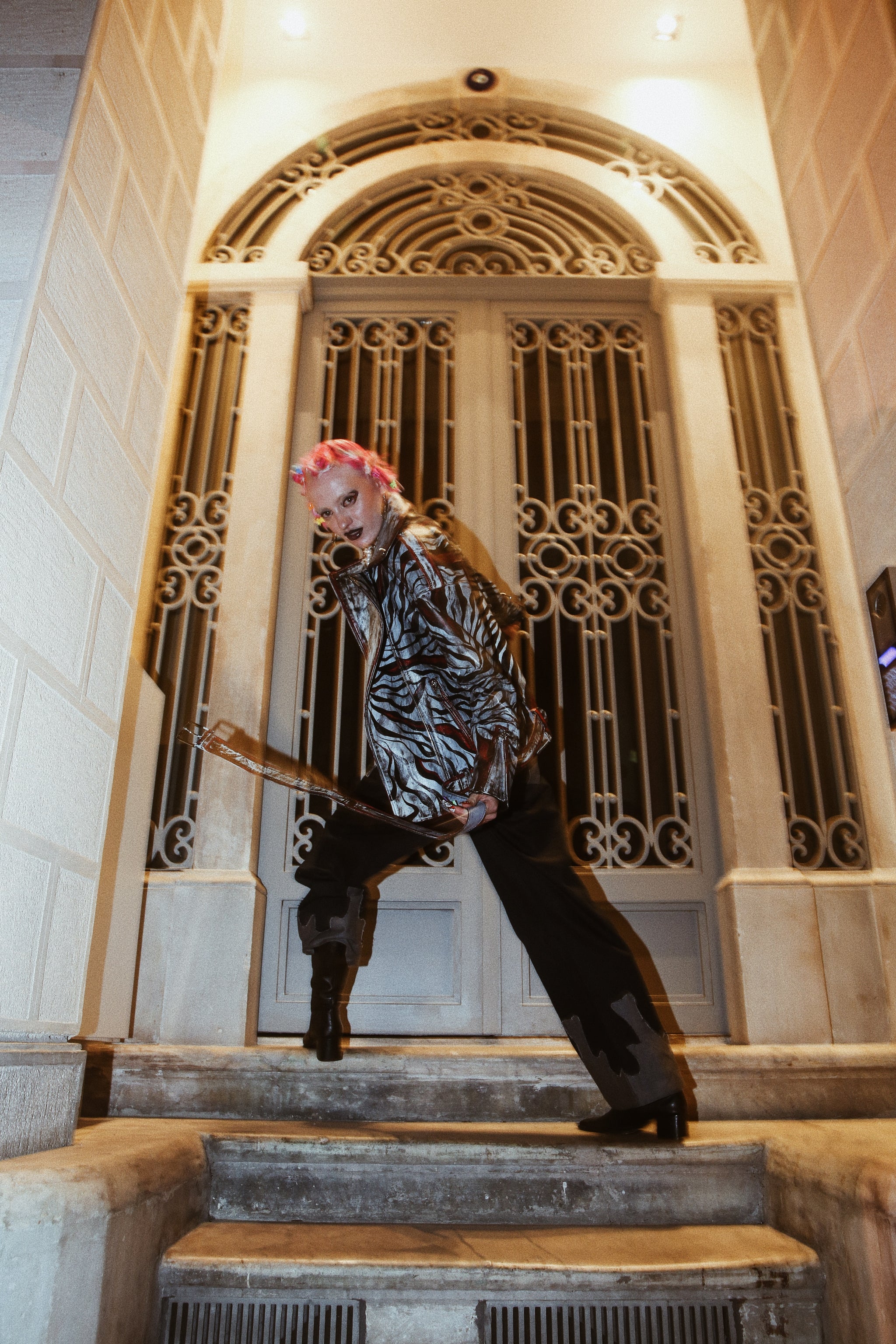 Bloody Zebra Leather Biker Jacket