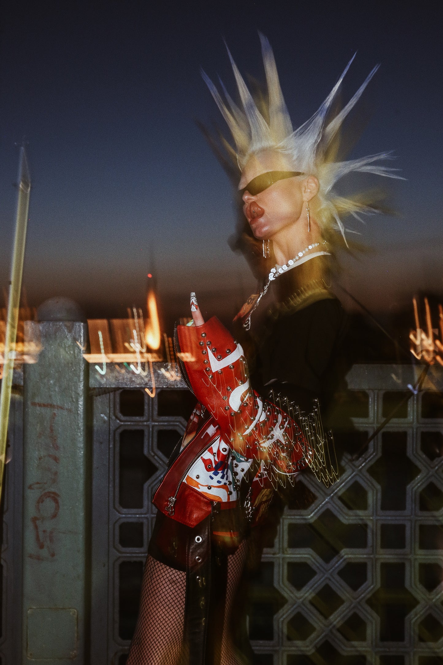 Red Rebellion Leather Biker Jacket