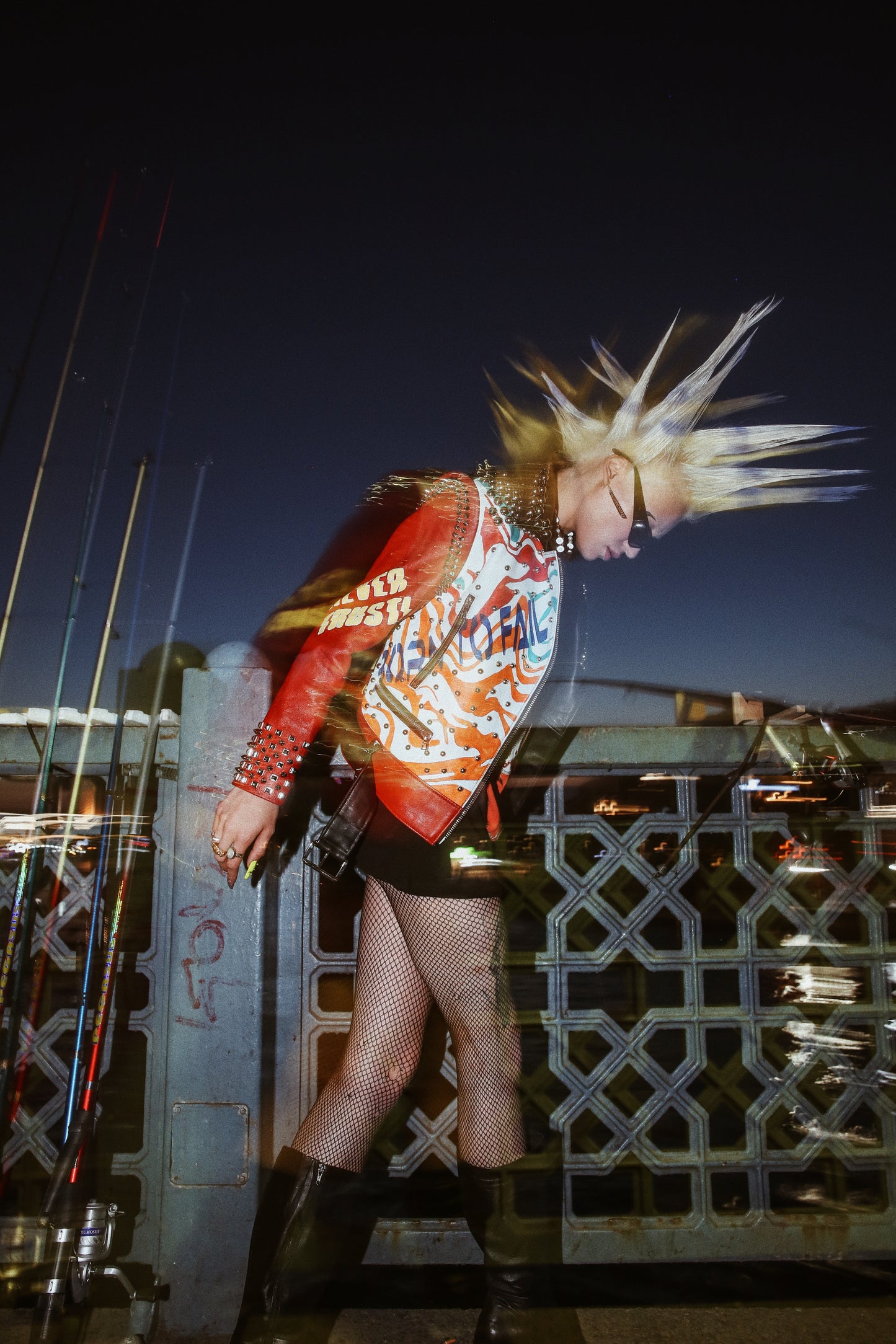 Red Rebellion Leather Biker Jacket